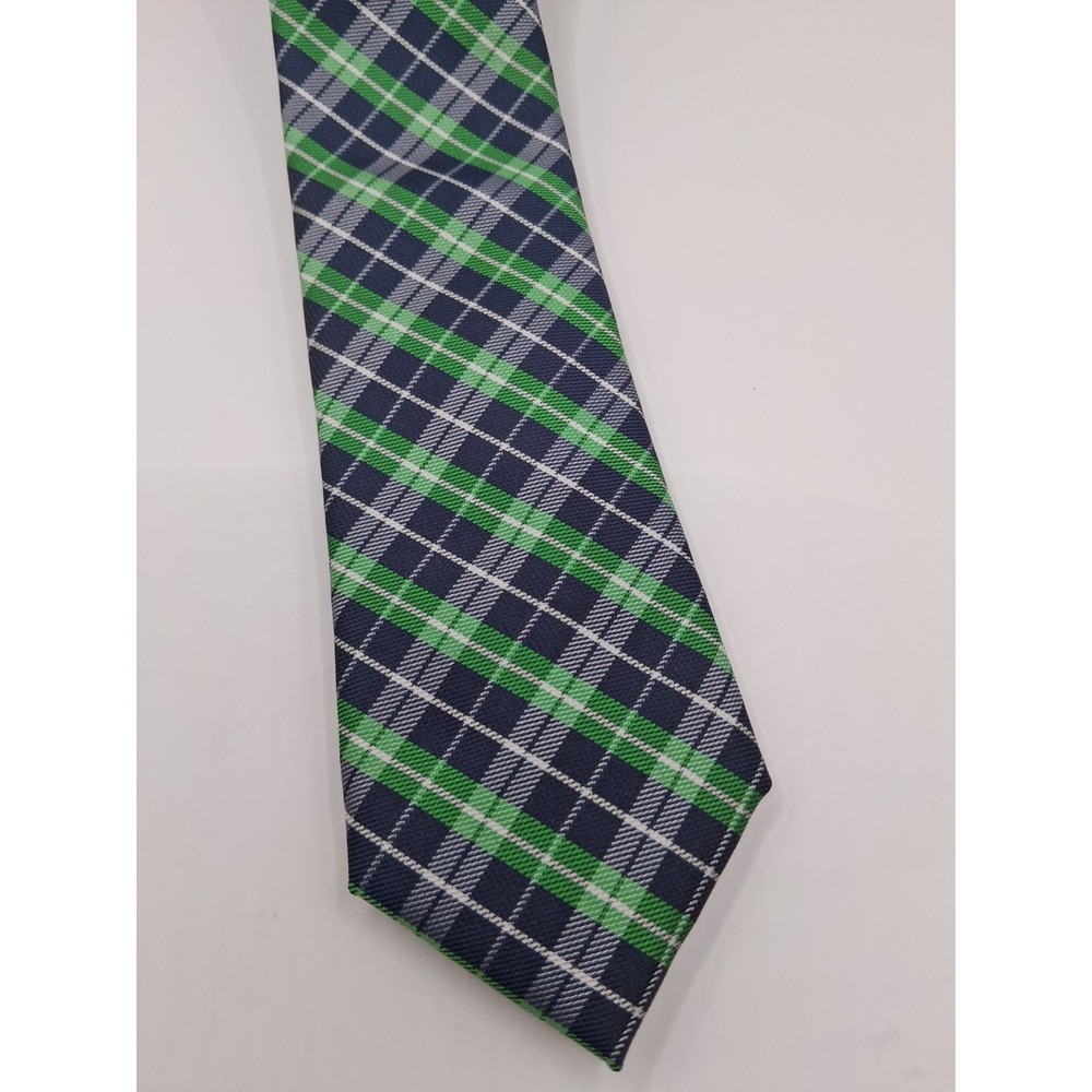 Chaps Green/Blue Plaid Silk Blend Tie Necktie
